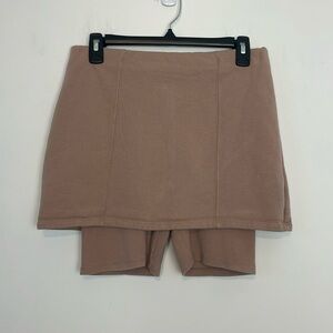 Zara Brown/Pink Biker Shorts/Skort. Size Large. Ribbed Biker Shorts with Skirt.